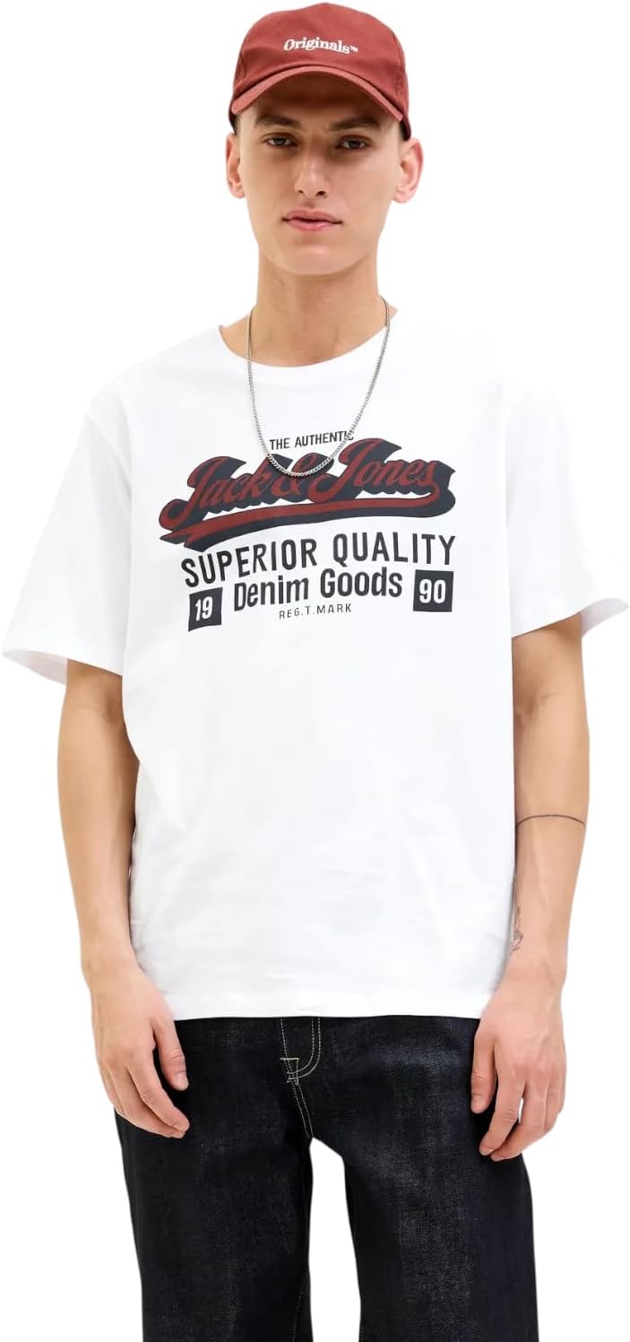 JACK & JONES Herren 5er-Set T-Shirts in verschiedenen Styles, Prints und Farben aus Baumwolle S Regu