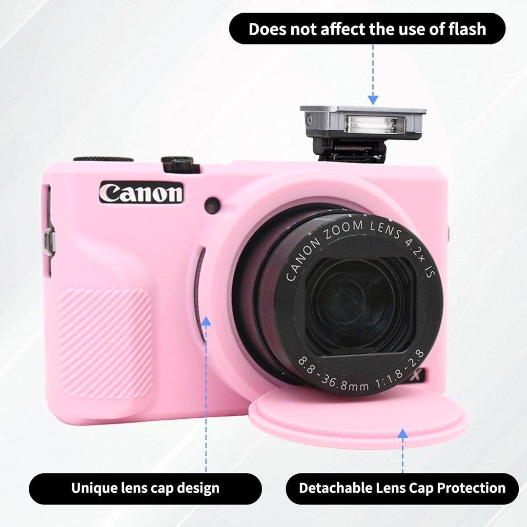 Rieibi Silikon-Schutzhülle für Canon G7X Mark III Hülle, G7X Mark III Zubehör mit 2 Stück Displaysch