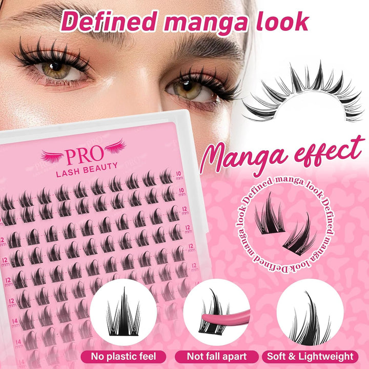 PRO Manga Lashes Cluster Wimpern Extensions Lash Extension Set DIY Wimpernverlängerung Kit Bindung u