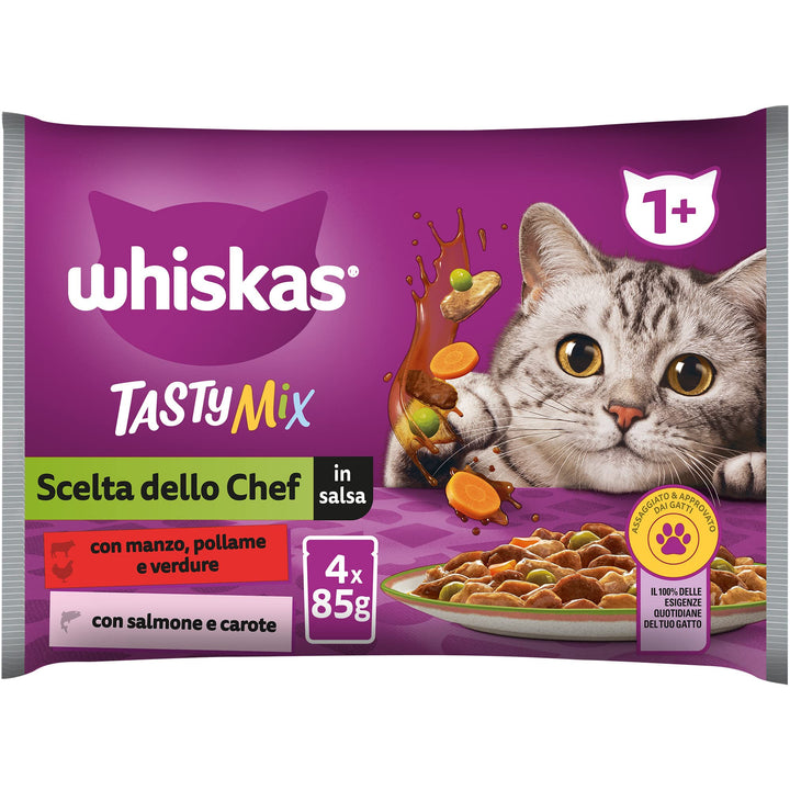Whiskas Tasty Mix Nassfutter für Erwachsene Katzen, Auswahl des Chefkochs in Sosse, 13 x 4 x 85 g Wh