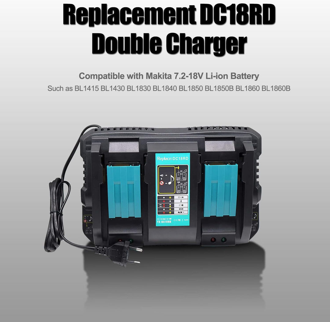 FengWings® DC18RD 4A Doppel-ladegerät, Ersatz Für Makita ladegerät 18V doppelt Akku BL1850B BL1850 B