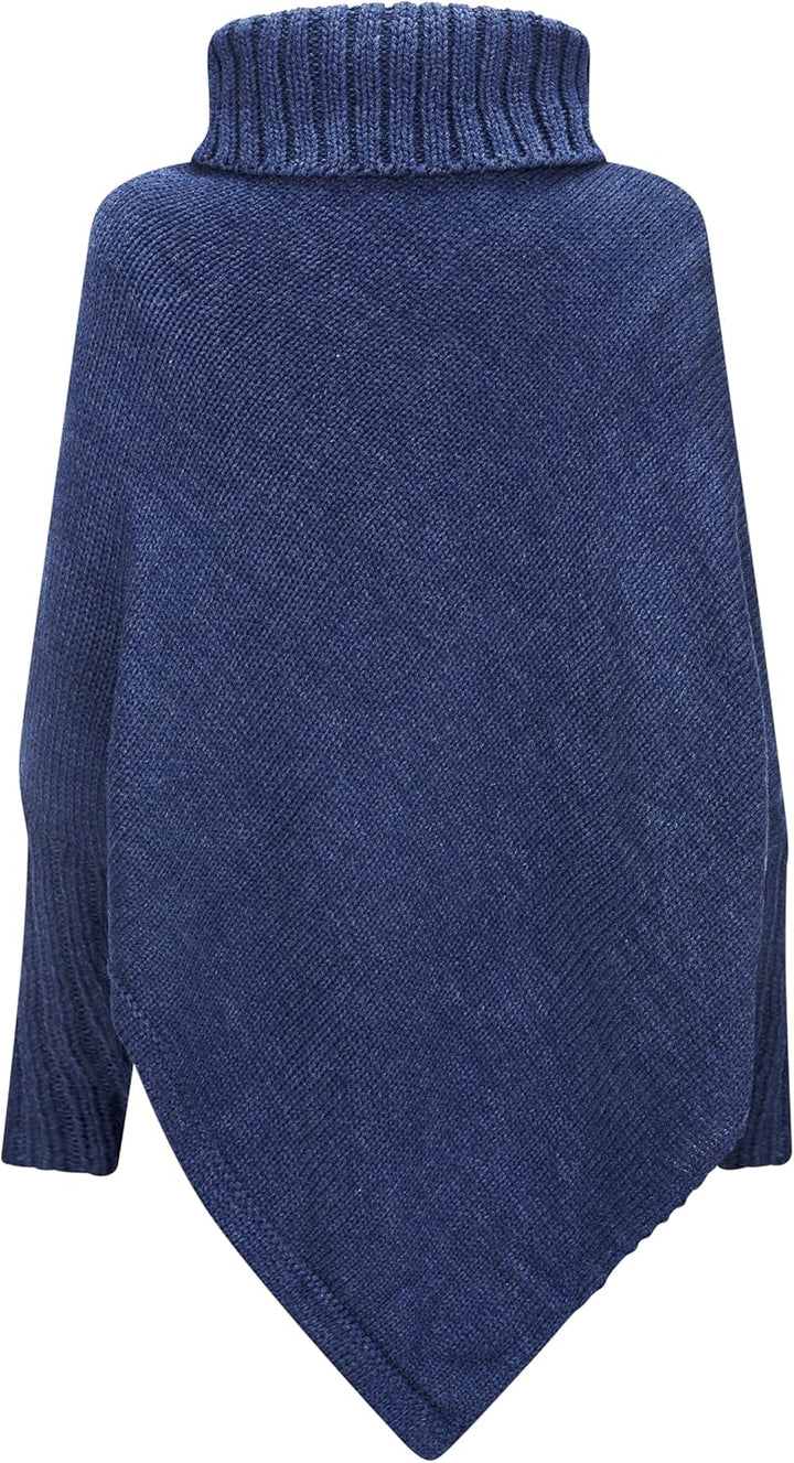 Mississhop Poncho Strick Sweatshirt Pullover Umhang Überwurf Einheitsgrösse Nachtblau, Einheitsgröss