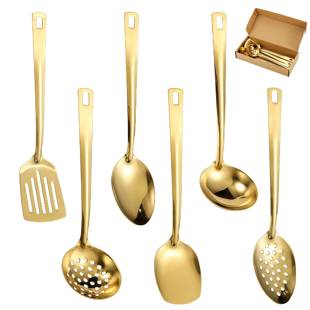 Gold Küchenutensilien Set 6-teilig, Edelstahl Kochutensilien Set, Küchengeräte Set, Home Essentials