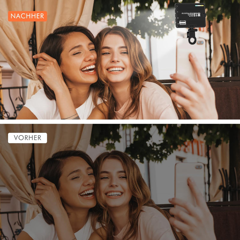 ETENTOUS Selfie Licht mit Clip, 72 LED Videolicht Dimmbare 3000K-9900K, Eingebauten Rechargeable Akk