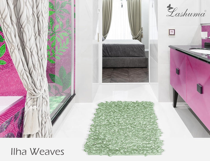 Lashuma Badezimmermatte flauschig Lindgrün, moderener Shaggy Teppich Grösse: 50x70 cm 50x70 cm Lindg