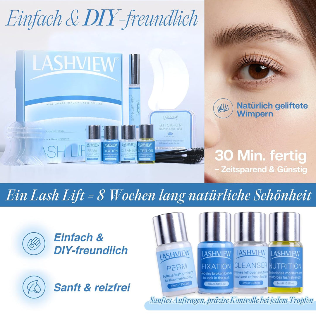 LASHVIEW Lash Lift Kit, professionelle Qualität | Semipermanente Locken | Haltbarkeit bis zu 1 Monat