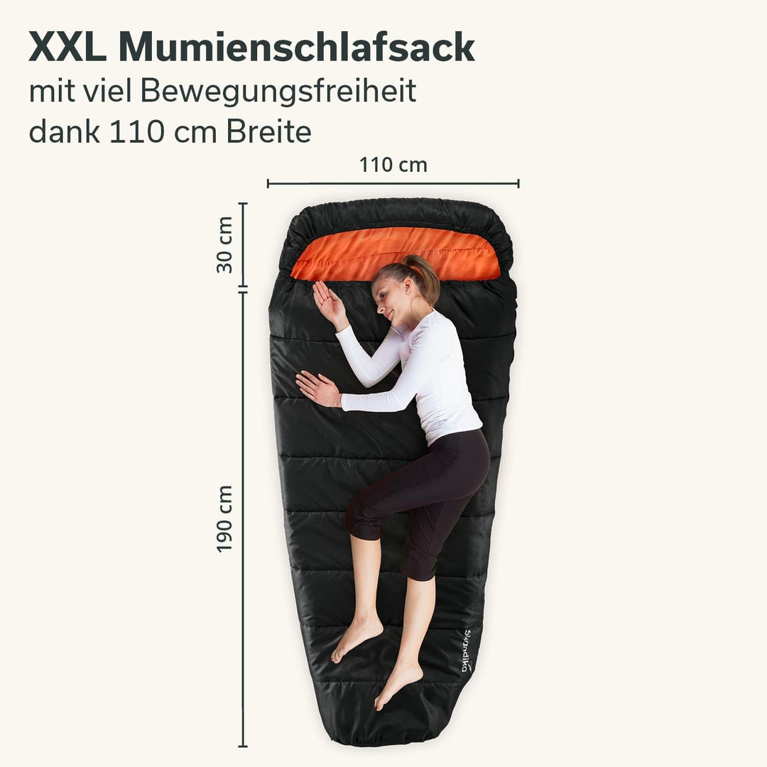 Skandika Schlafsack Vegas | XXL Mumienschlafsack mit/ohne Polycotton Innenfutter, für Erwachsene, ko
