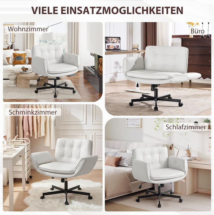 Bürostuhl Ergonomisch mit 5-Stufig Verstellbare Armlehnen, Schreibtischstuhl mit Breitem Sitzkissen,