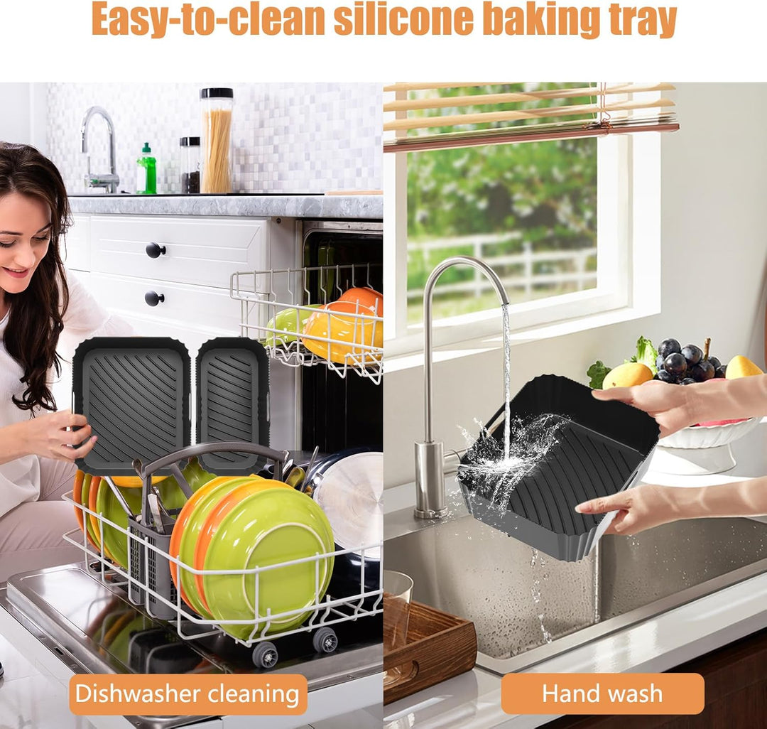 Heissluftfritteuse Zubehör für Tefal EY9018 Dual Easy Fry 8,3L (5,2/3,1L) Einschliesslich Silikon Ai