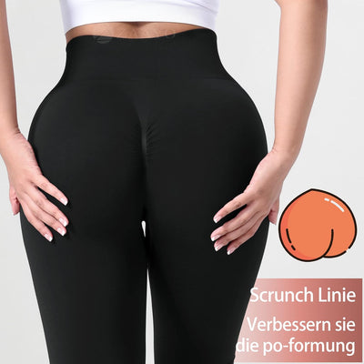 ZAAYO Damen Gym Leggings Sport Booty Scrunch Butt High Waist Seamless Yoga Hosen #1 Schwarz S, #1 Sc