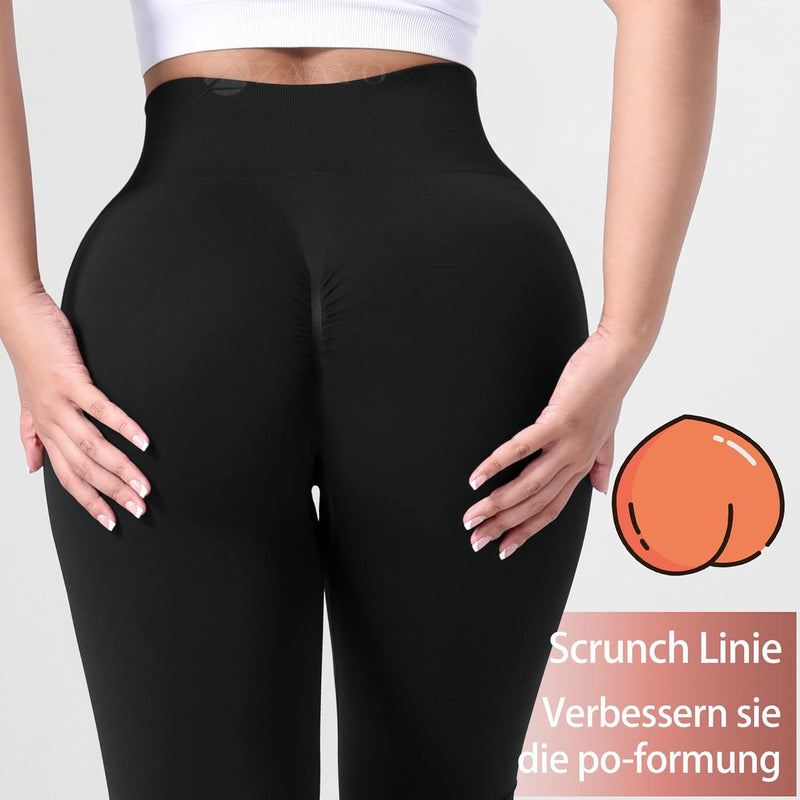 ZAAYO Damen Gym Leggings Sport Booty Scrunch Butt High Waist Seamless Yoga Hosen 