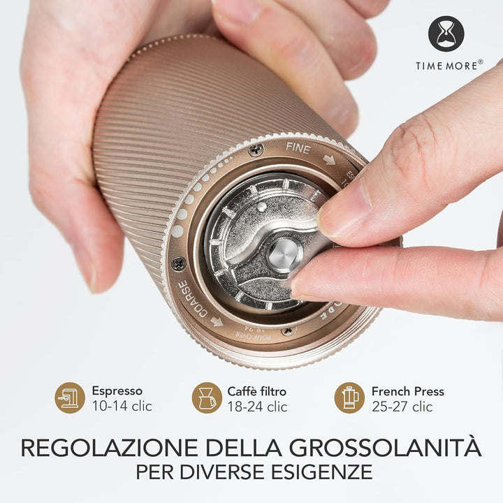 TIMEMORE Chestnut C2 FOLD Kaffeemühle Manuelle, Edelstahl Kaffeemühle mit kegelförmigem Mahlwerk, Ha