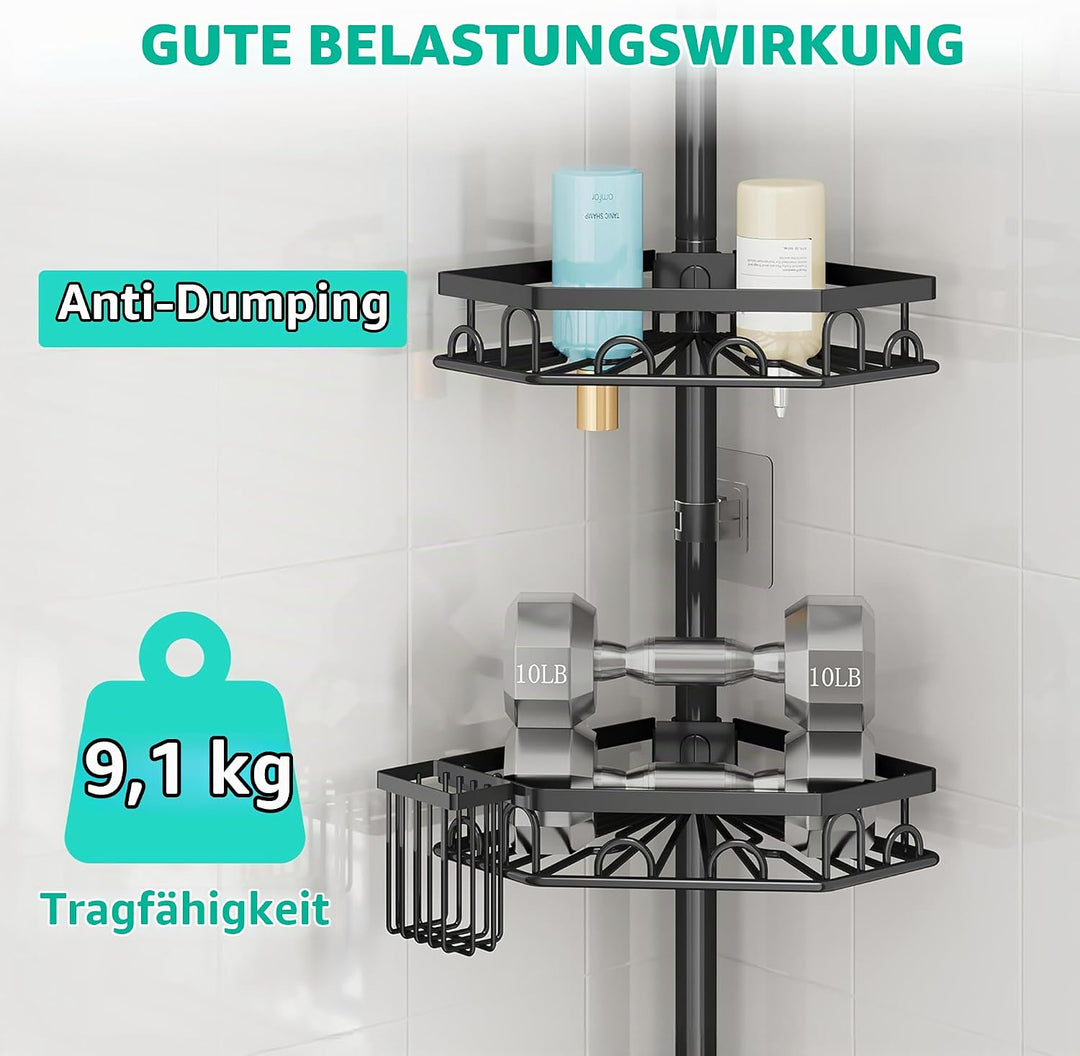 HapiRm Teleskopstange Duscheckregal Teleskop - Teleskopregal, 70-276cm | 4 Tier rostfrei Teleskop Ba