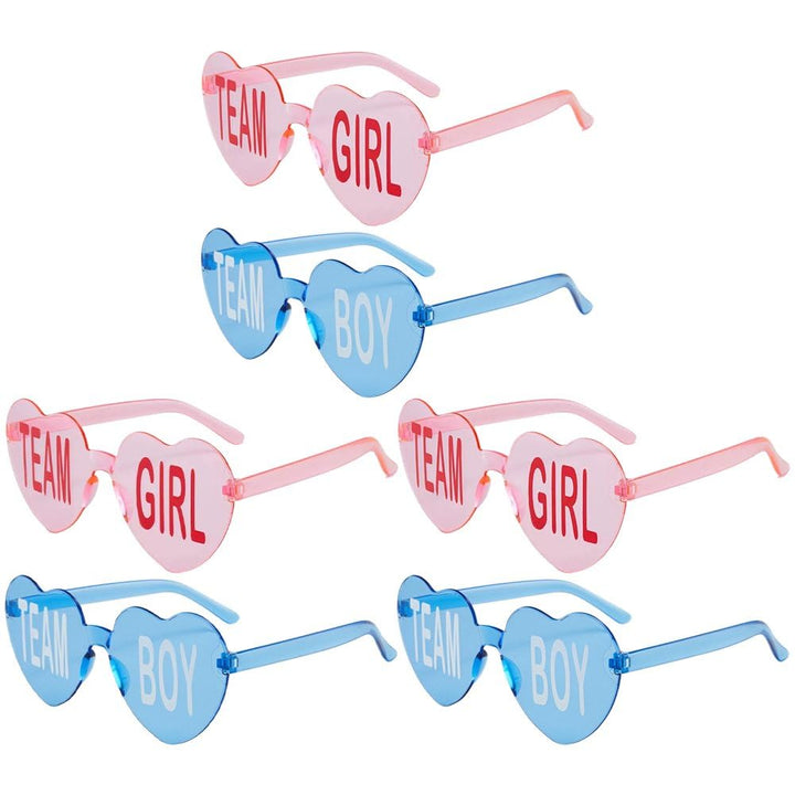 6er-Pack Gender-Reveal-Brillen, Herz- Und Sternförmige Sonnenbrillen, Rosa Und Blau, Mädchen/Junge,