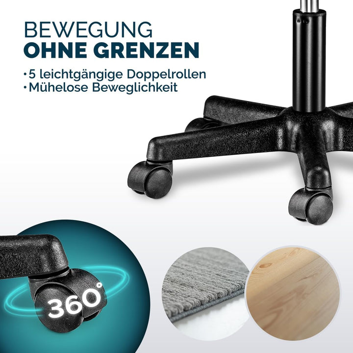 Casaria® Rollhocker Höhenverstellbar 2er Set 10cm Polsterung 46-60cm Höhe 360° Drehbar Ø35cm Rund Ro
