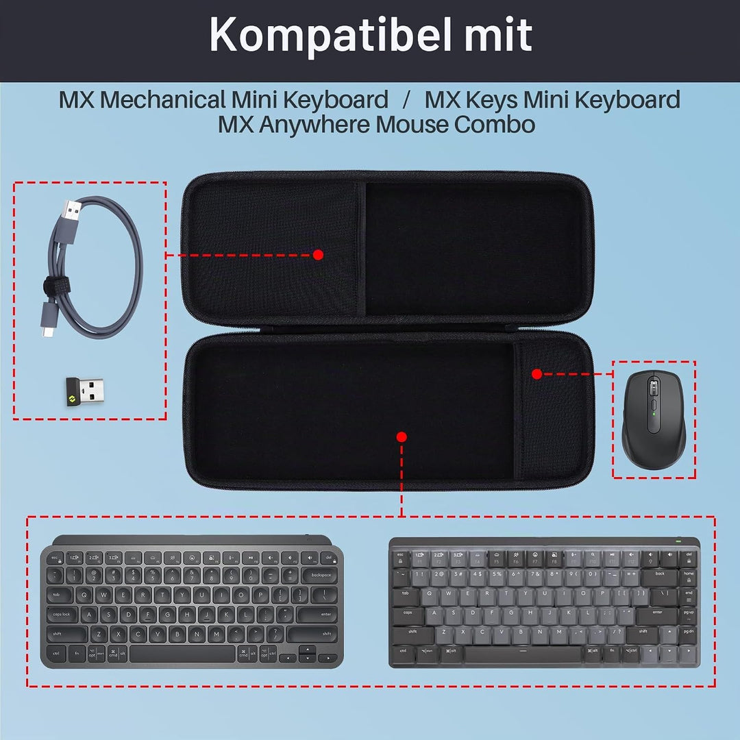 Hart Reise Schutz Hülle Etui Tasche für Logitech MX Mechanische Mini Tastatur MX Anywhere 3S Compact