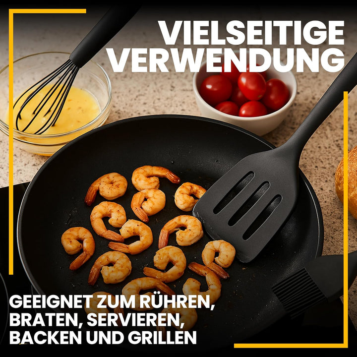 Retoo Silikon Küchenhelfer Set, 10 Stück Kochutensilien Kochgeschirr, Hitzebeständig, BPA-frei, Anti