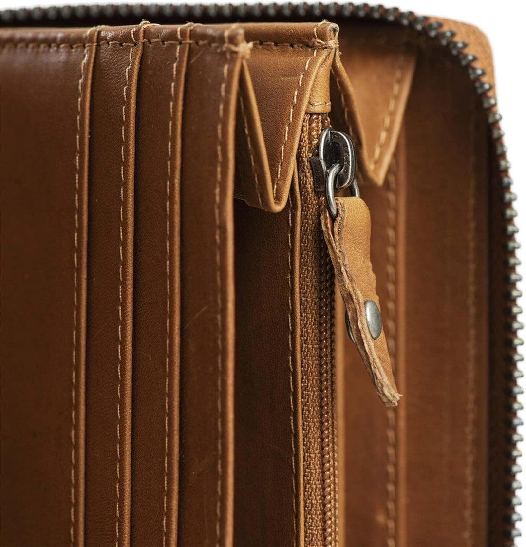The Chesterfield Brand Wax Pull Up Halle Leder RFID Geldbörse 19 cm, Cognac, Einheitsgrösse, Modern