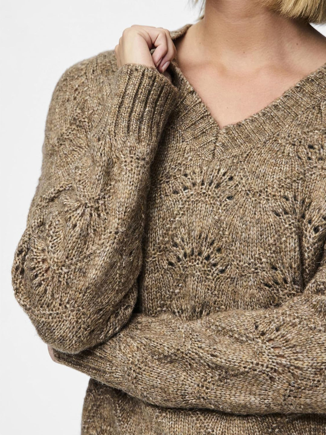 Pieces Damen Pcbibbi Ls V-Neck Knit Noos Bc Strickpullover (1er Pack) XS Fossil, XS Fossil
