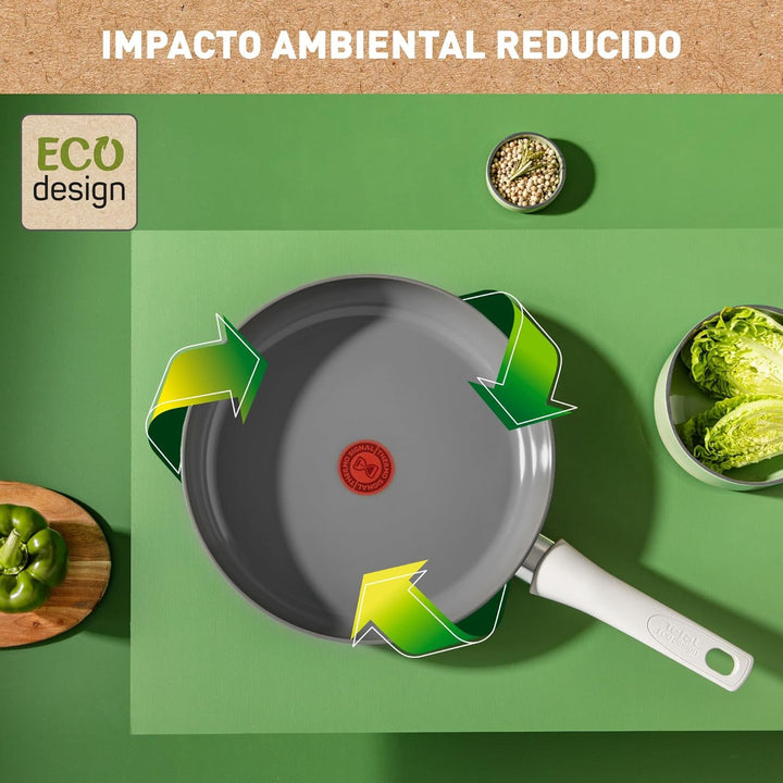 Tefal Renew On Bratpfannen 2 Stück, Grau, 24/28 cm, Keramik-Antihaftbeschichtung, Induktion, Thermo-