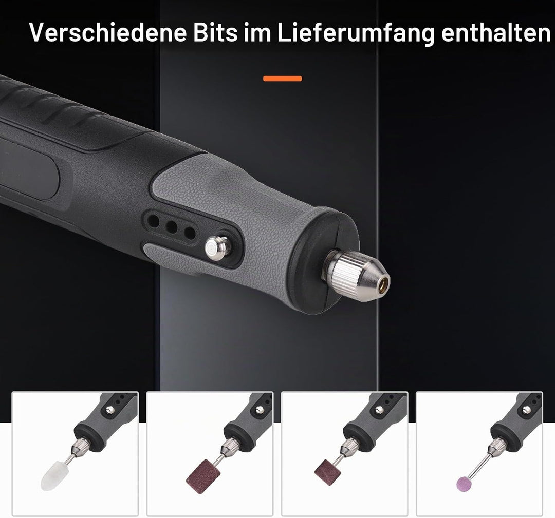 Mini-Akku-Rotationswerkzeug-Set, 25.000 U/min, 5 Geschwindigkeiten, Schnitzwerkzeuge, angetrieben du