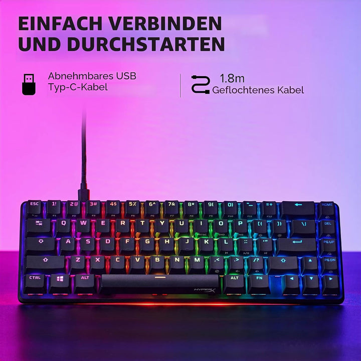 HyperX Alloy Origins 65 – Mechanische Gaming-Tastatur - Ultrakompakter 60% Formfaktor - HyperX Red A