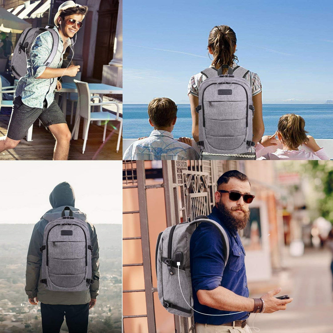 Tzowla Anti Diebstahl Laptop Rucksack für Herren,Rucksack Wasserdicht mit USB-Ladeanschluss und Schl