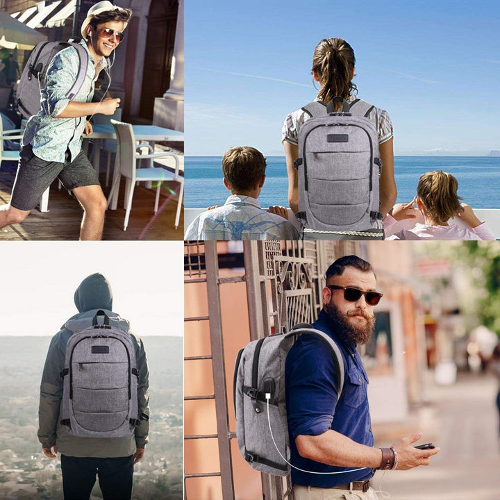 Tzowla Anti Diebstahl Laptop Rucksack für Herren,Rucksack Wasserdicht mit USB-Ladeanschluss und Schl