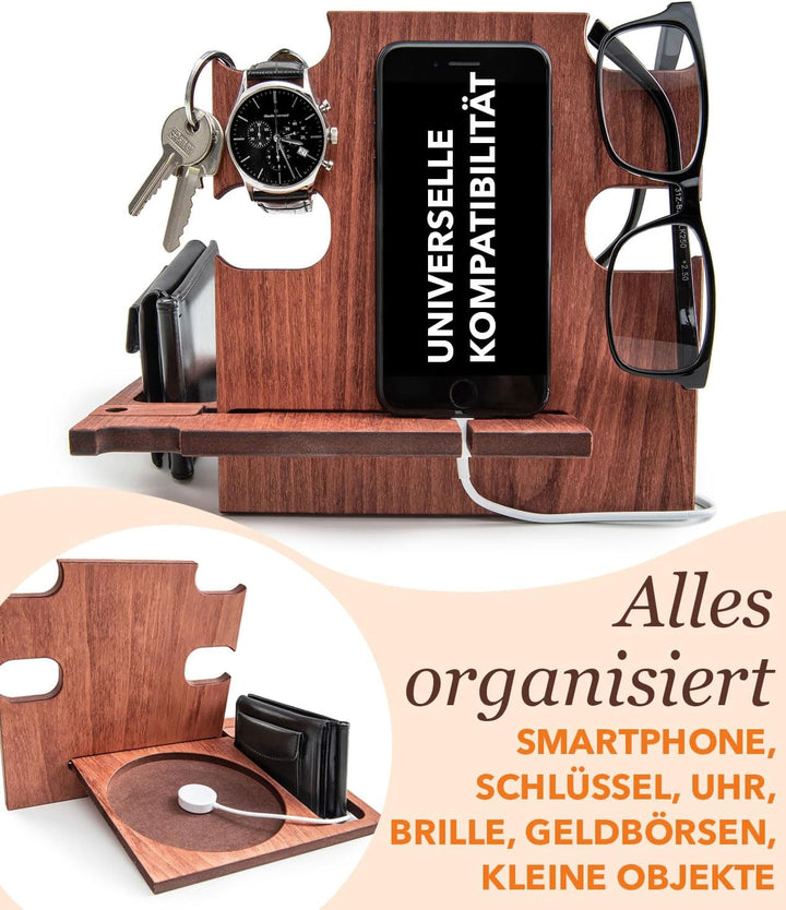 Personalized Gift for Him, Engraved Docking Station, Christmas Gift for Men - Smartphone Stand, Wood