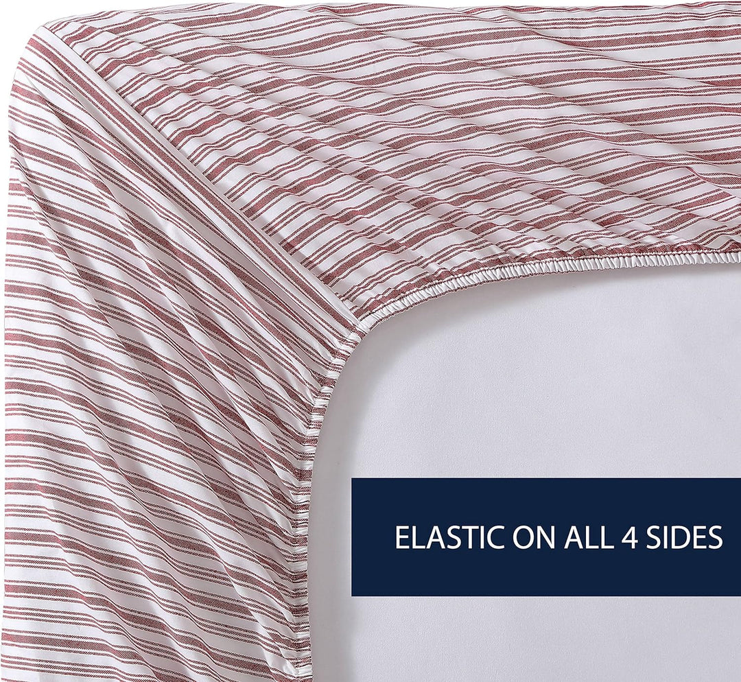 Nautica - Twin XL Bettlaken-Set, Baumwoll-Perkal-Bettwäsche-Set, knackig und kühl, Schlafsaal Essent