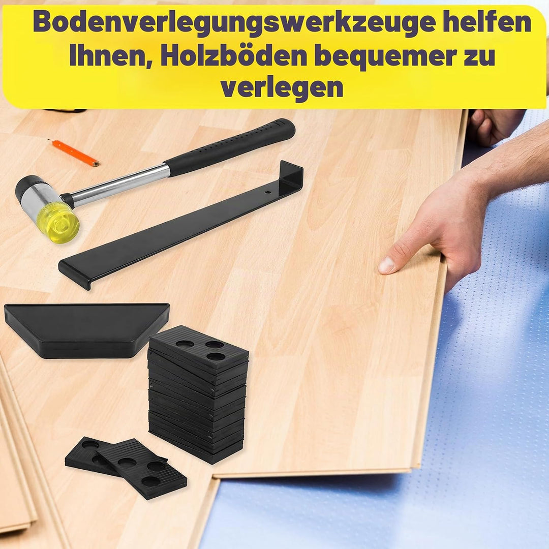 43 Stück Laminatboden Verlegeset mit 40 Montagekeilen &amp; Schlagklotz und Zugeisen, 26cm Doppelseitige