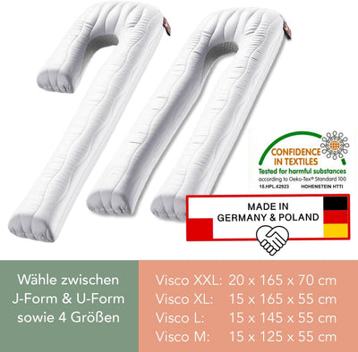 Traumreiter Seitenschläferkissen Visco Comfort M mit Bezug Deluxe Grau - Hybrid Kissen + 1cm Memory