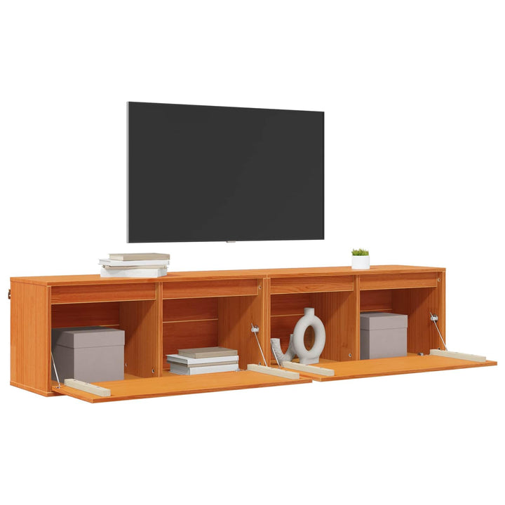 vidaXL Wandschrank mit Regal mit Tür 2 pcs Wachsbraun 80 x 30 x 35 cm, Wohnzimmer Regal, rechteckige