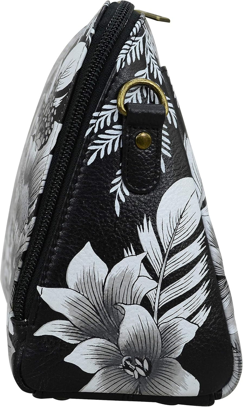 Anuschka Handbemalte Organiser Tasche aus echtem Leder mit Reissverschluss Cleopatra Leopard, Cleopa