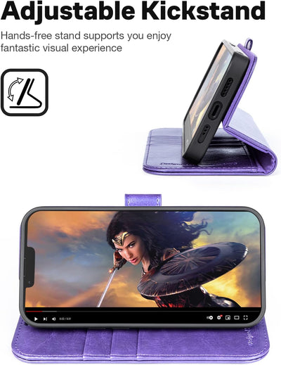 OCASE Hülle iPhone 14 [Abnehmbare magnetische Hülle] [Kabelloses Laden] [Displayschutz] [Kartenfach]