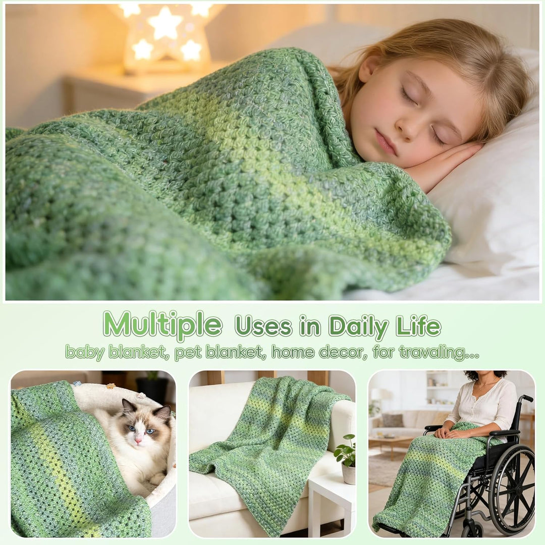 Aeelike Häkelset für Anfänger, Crochet Set Decke Erwachsene, Beginner Häkelsets mit 5 Knäuel Weich G