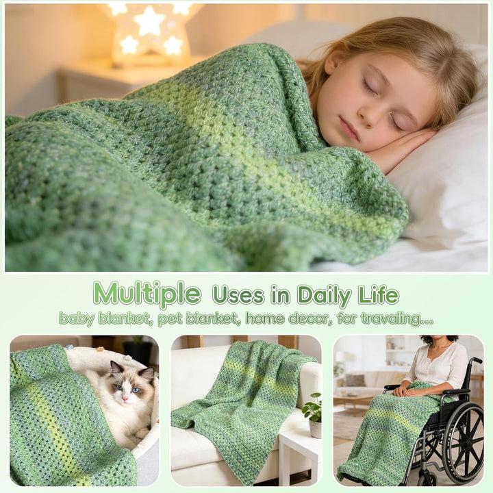 Aeelike Häkelset für Anfänger, Crochet Set Decke Erwachsene, Beginner Häkelsets mit 5 Knäuel Weich G