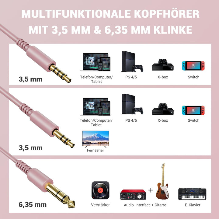 Oneodio Over Ear Kopfhörer Mit Kabel Geschlossene Studiokopfhörer Mit Share Port Mikrofon Adapter-Fr