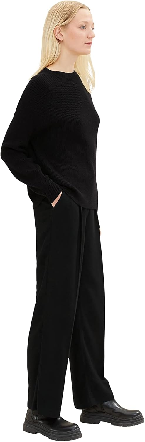 TOM TAILOR Damen Lea Striaght Fit Hose 32W / 32L 14482 - Deep Black, 32W / 32L 14482 - Deep Black
