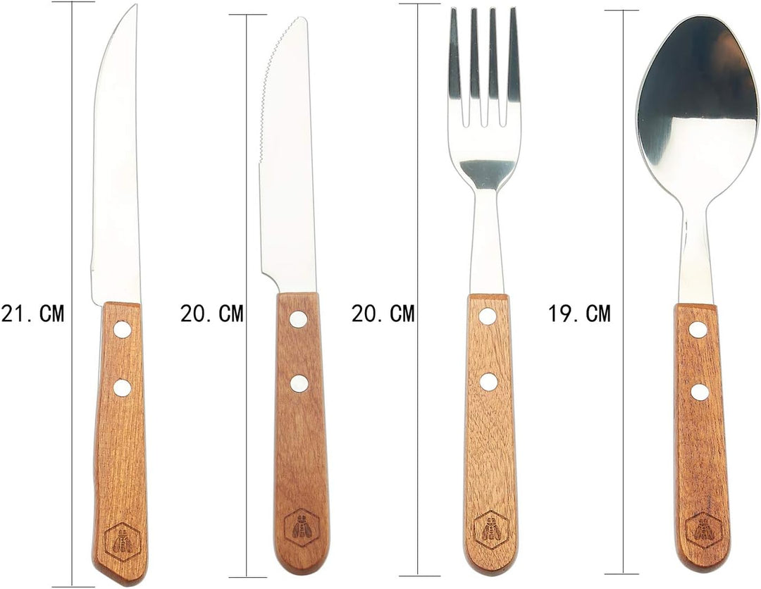 LAGUIOLE - Komplettes Picknick-Set - 18-teilig - Messer - Gabeln - Korkenzieher - Kiefernholzgriffe