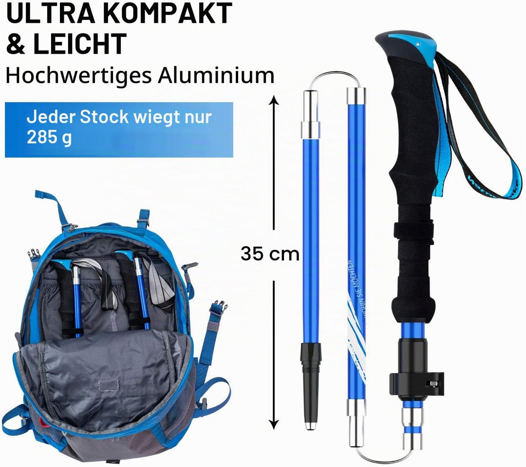 BISINNA Wanderstöcke Trekkingstöcke Nordic Walking Stöcke - 95-115 cm / 115-135 cm Faltbar Verstellb