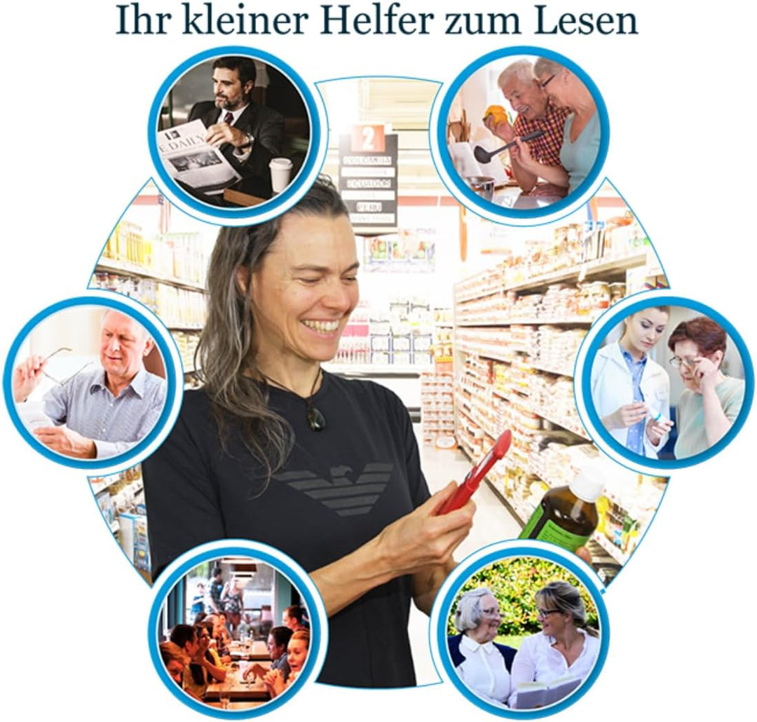 EasY Magnifier Leselupe 3,0fach Mit Hellem LED Licht; Taschen Lupe Mit Geschützter Acryl Linse; Bele
