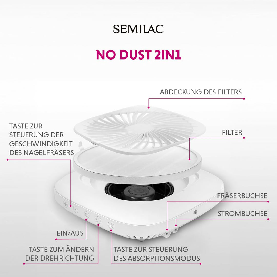Semilac Elektrisch Nagelfräser (No Dust 2in1) 1 Stück (1er Pack), 1 Stück (1er Pack)