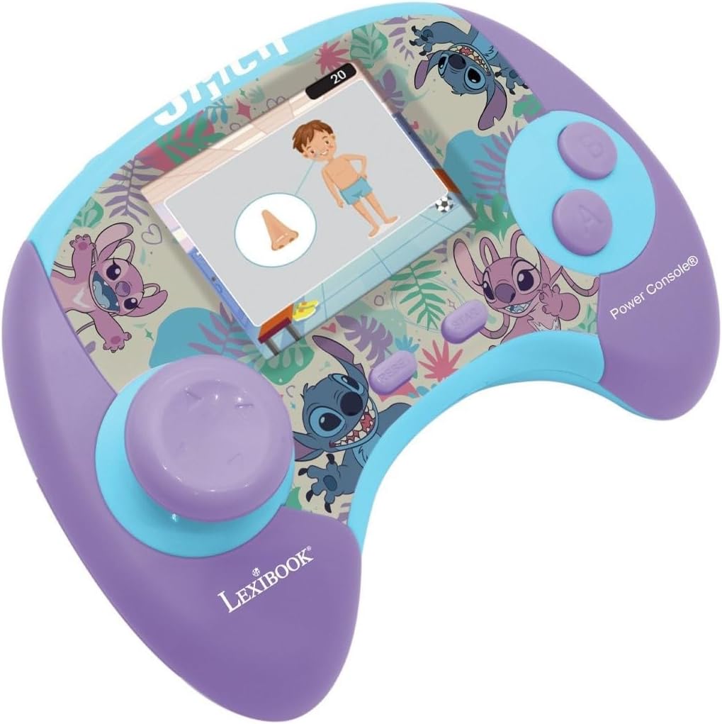 Lexibook Disney Stitch Power Console® – Lernspielkonsole zweisprachig Französisch/Englisch mit 100 A