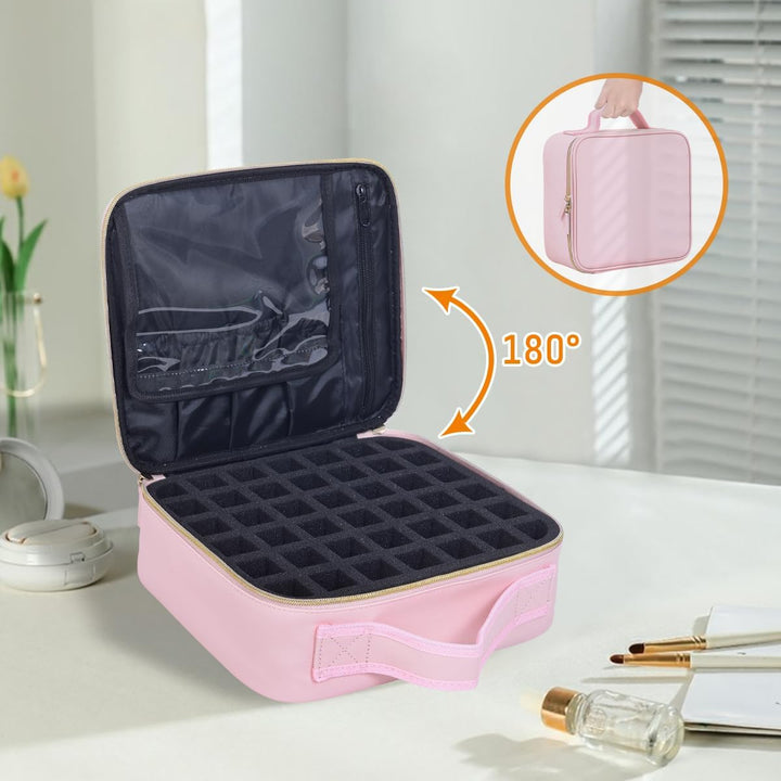 Nagellack Aufbewahrung Organizer PU Leder Tragbare Nagellack Tasche Speichern 42 Flaschen (15 ml/0,5
