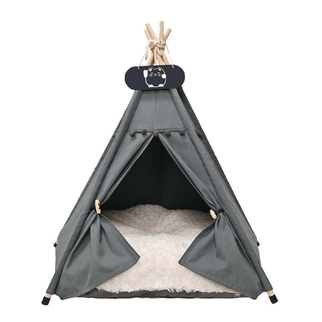 Tipi Zelt für Haustiere mit Doppelseitigem Kissen Hundezelt Abnehmbar und Waschbar Luxery Hundehöhle