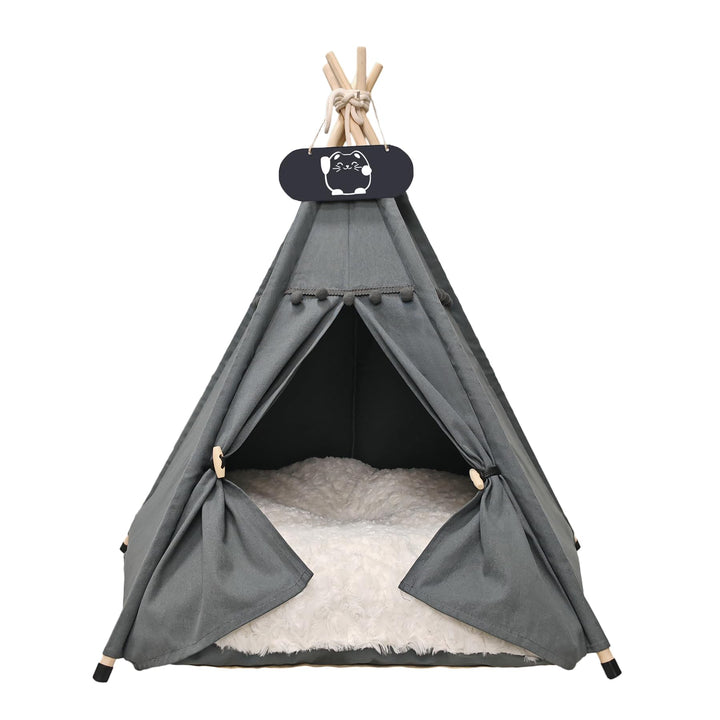 Tipi Zelt für Haustiere mit Doppelseitigem Kissen Hundezelt Abnehmbar und Waschbar Luxery Hundehöhle