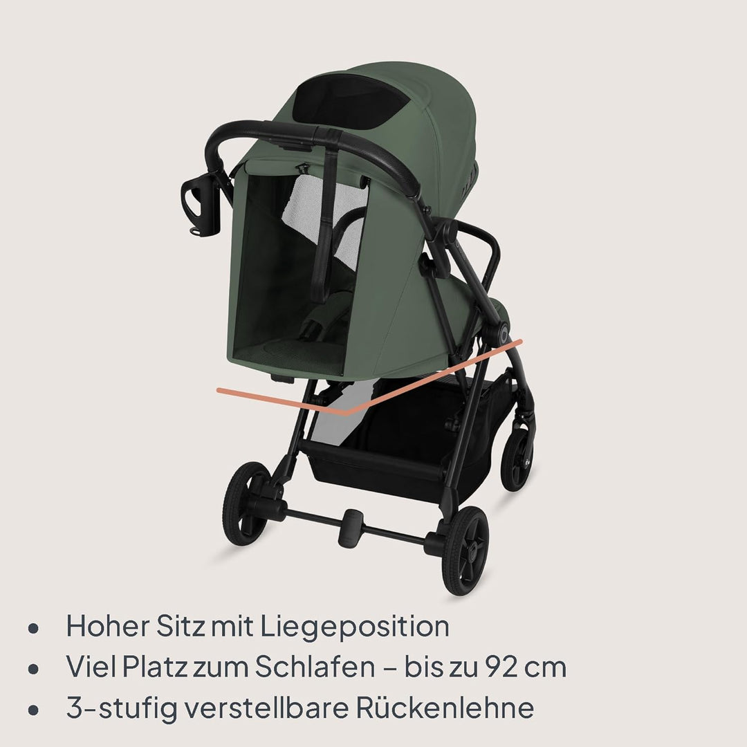 Lionelo Tansi Reisebuggy bis 22 kg, 6 Monate–4 Jahre, Kompakt Faltbar mit Einhand Auto Folding, Grav