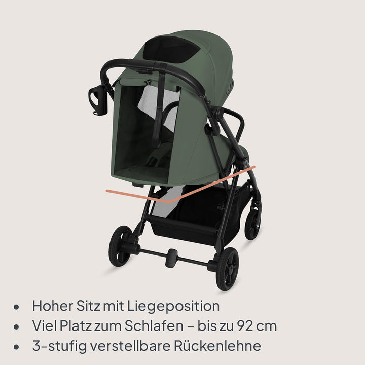 Lionelo Tansi Reisebuggy bis 22 kg, 6 Monate–4 Jahre, Kompakt Faltbar mit Einhand Auto Folding, Grav
