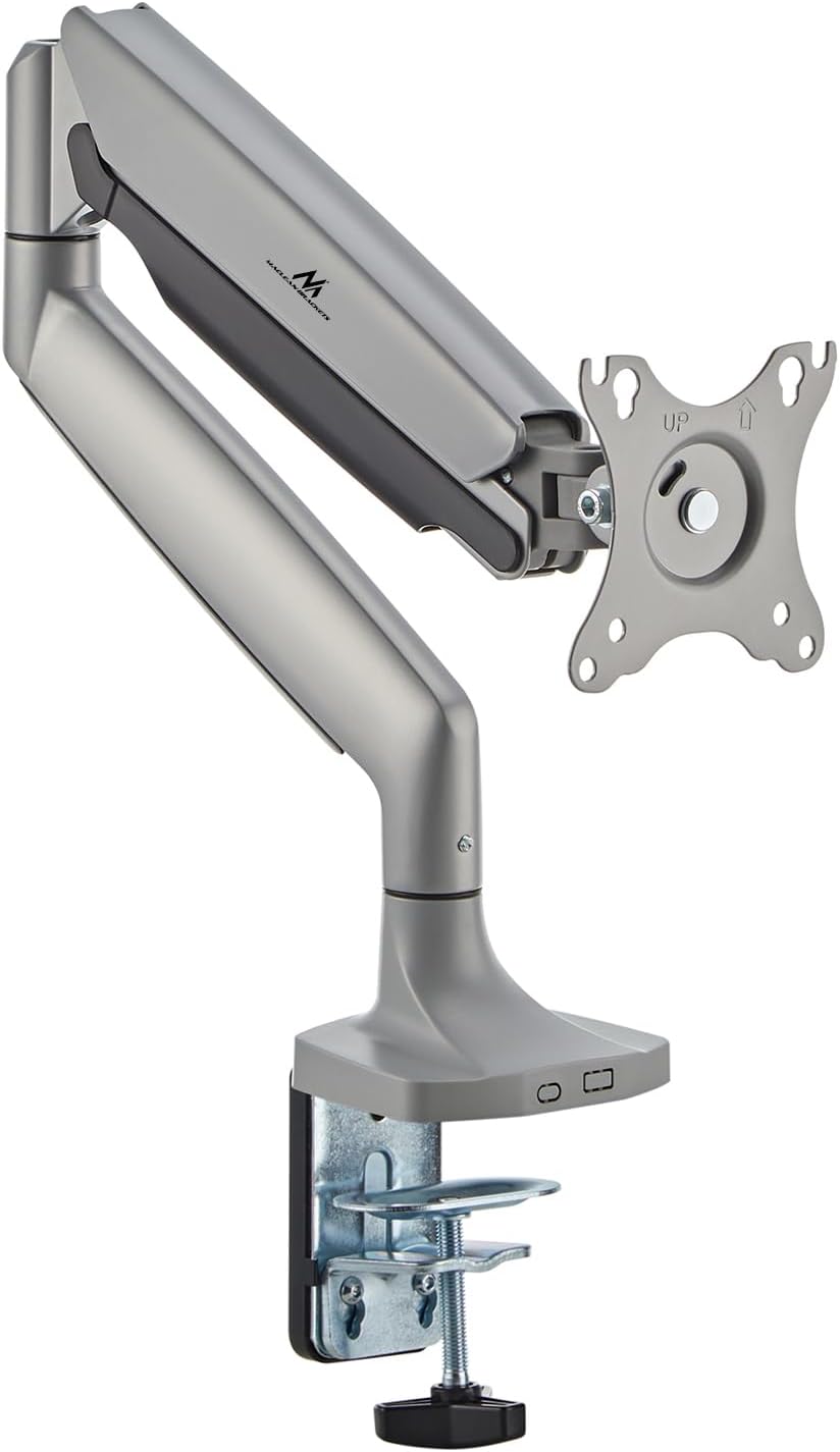 Maclean Doppelarm-Monitorhalterung mit Gasfeder für 17-45" Zoll Bildschirm bis zu 16kg | Tragarm, Ti